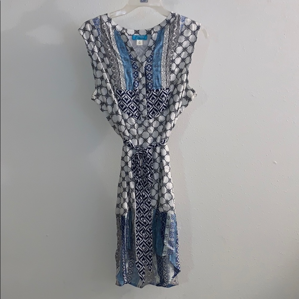 Navy blue and white dress